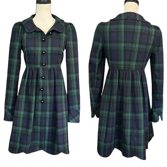 Vintage Betsey Johnson New York Mod Plaid Dress Coat Gumball Buttons